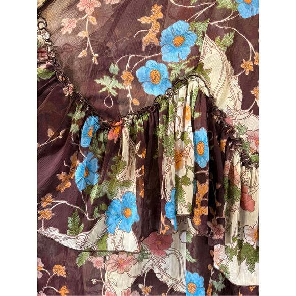 New Free People Palermo Villa Chiffon Maxi Skirt Size 2 - Picture 5 of 8